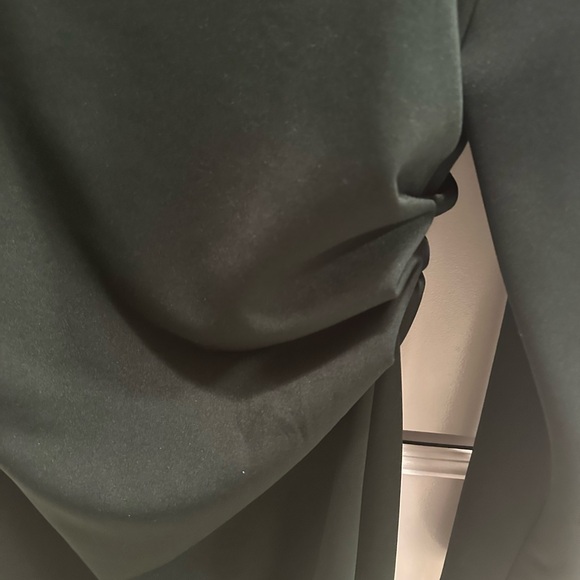 Zara Deep Green dress with rushing on the side boat neck and slit in rear. - Picture 6 of 9